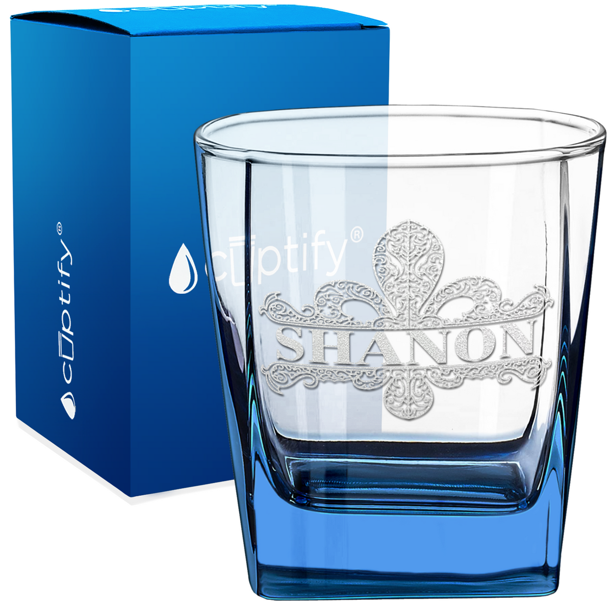 Personalized Fleur de Lis 12oz Double Old Fashioned Glass