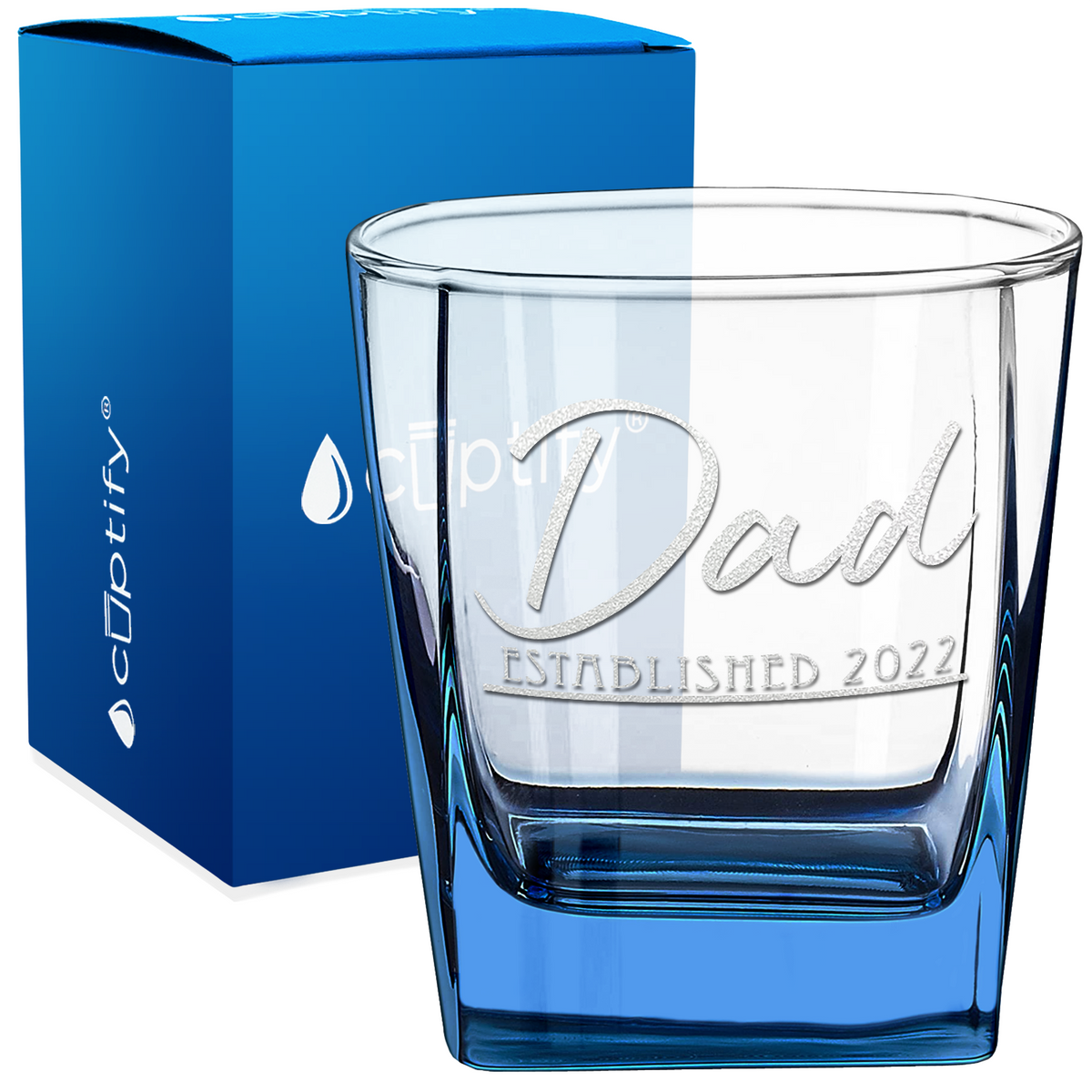 Dad Established 2022 12oz Double Old Fashioned Glass