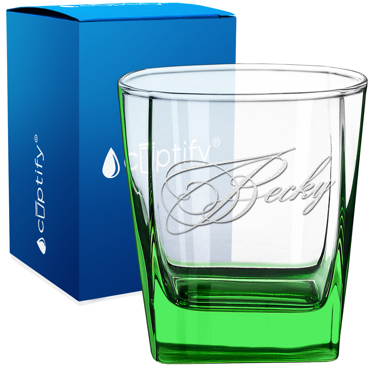 Personalized Decorative Script 12oz Double Old Fashioned Glass