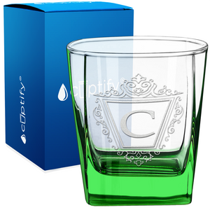 Personalized Classic Crest Etched 12oz Double Old Fashioned Glass