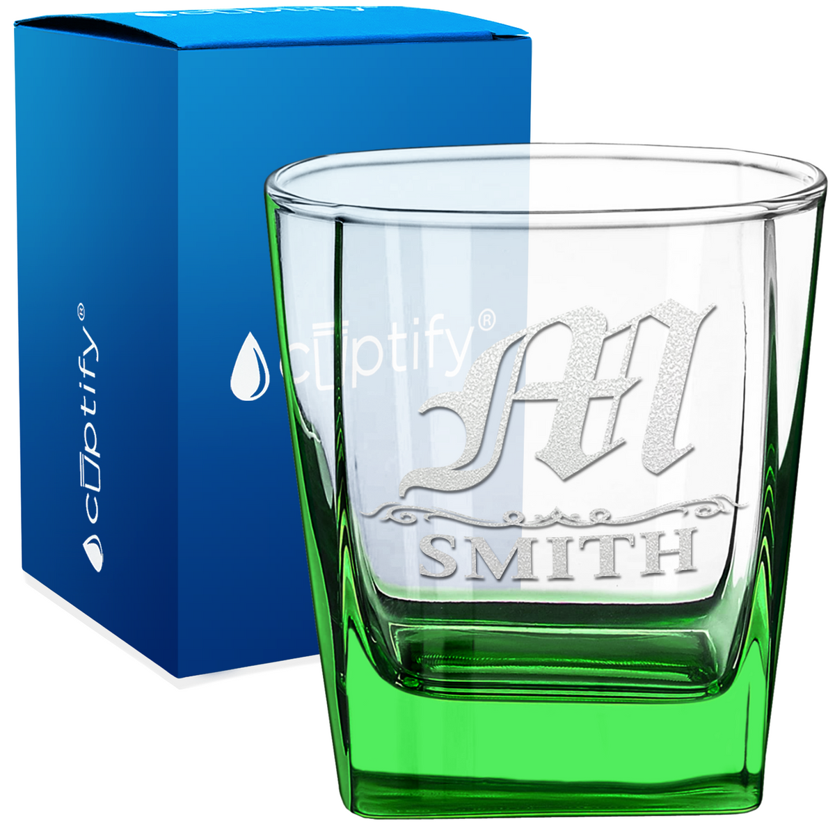 Personalized Gothic Initial 12oz Double Old Fashioned Glass