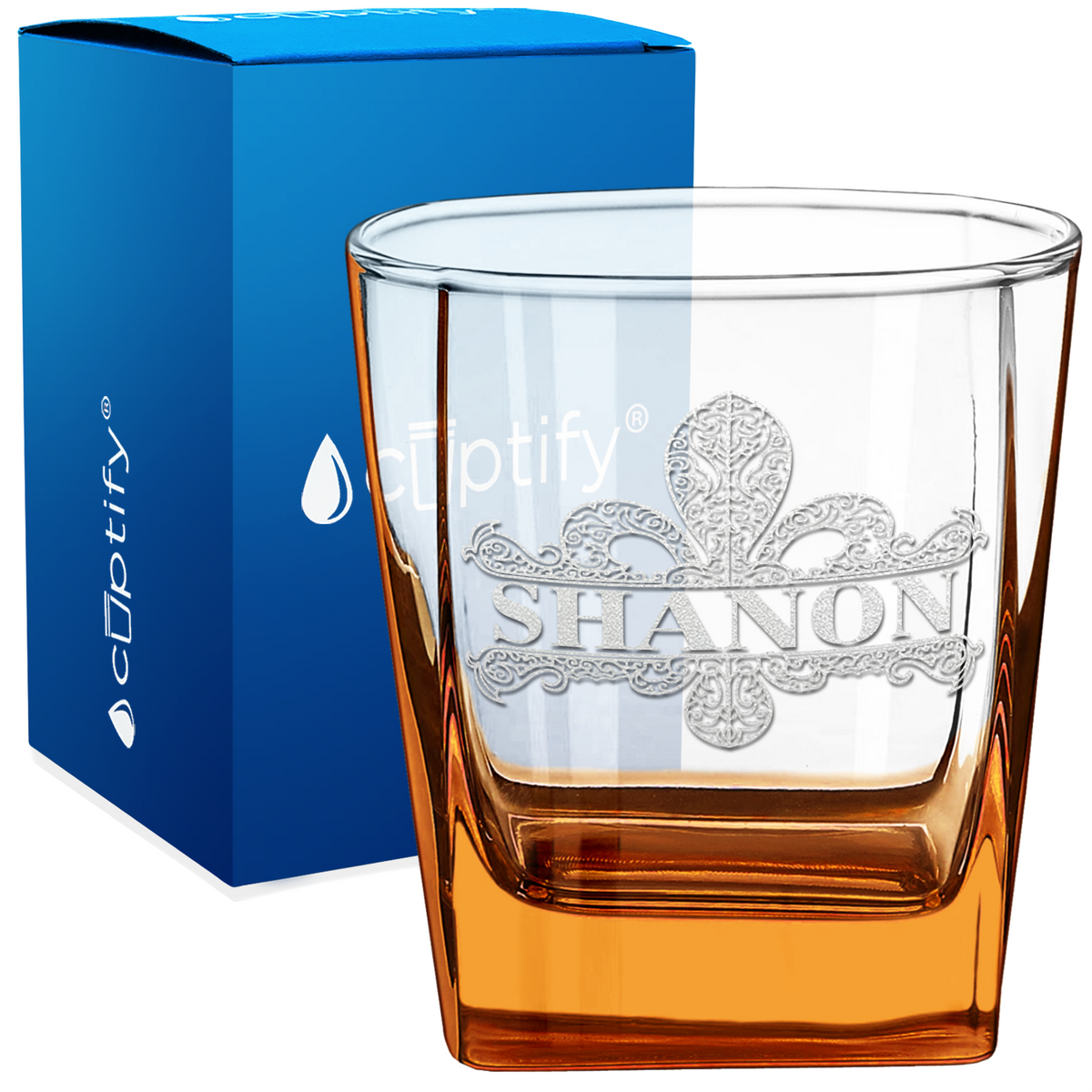 Personalized Fleur de Lis 12oz Double Old Fashioned Glass
