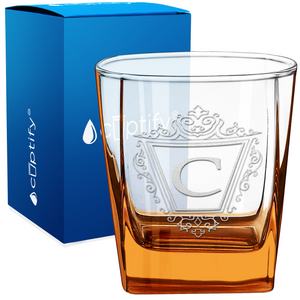 Personalized Classic Crest Etched 12oz Double Old Fashioned Glass