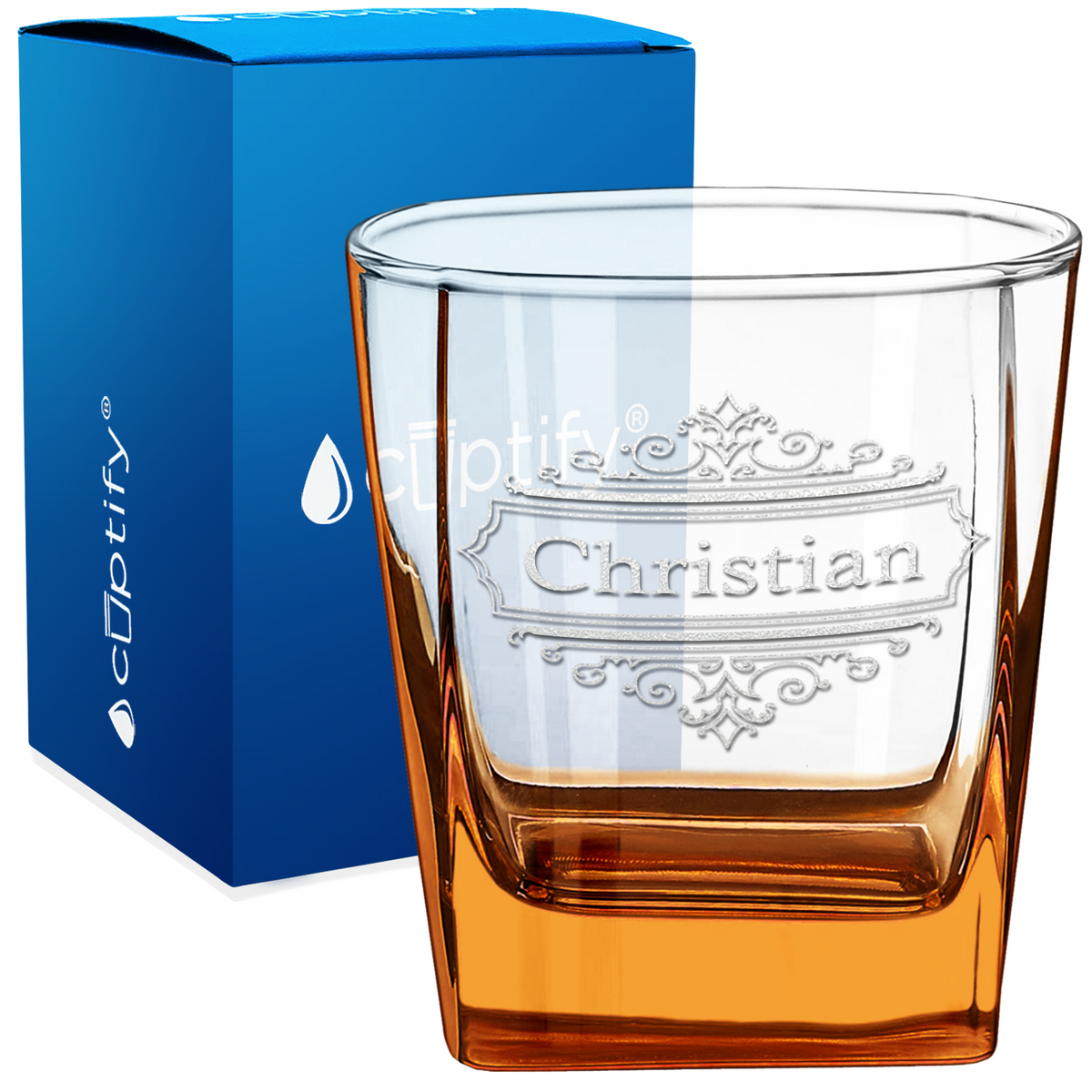 Personalized Crest Border 12oz Double Old Fashioned Glass
