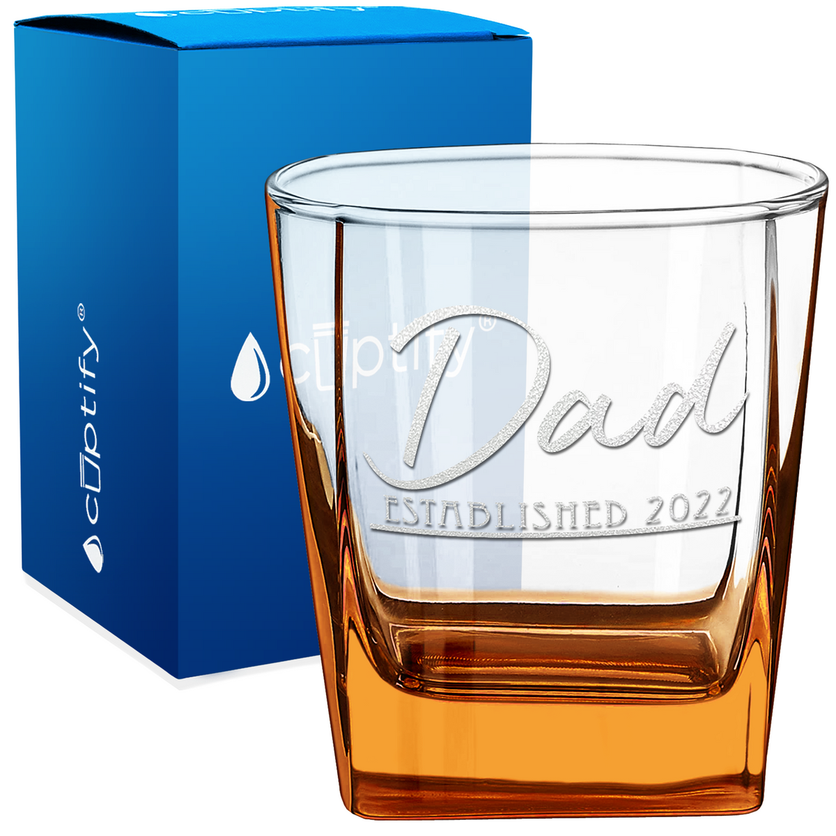 Dad Established 2022 12oz Double Old Fashioned Glass