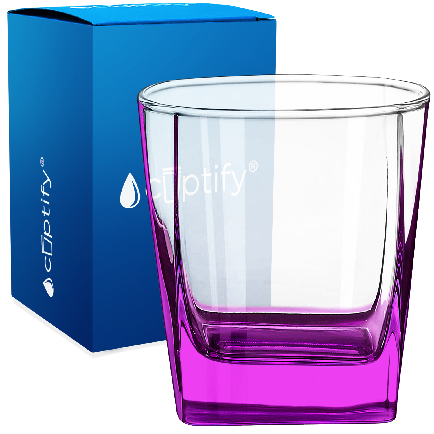 Pink Bottom 12oz Double Old Fashioned Glass