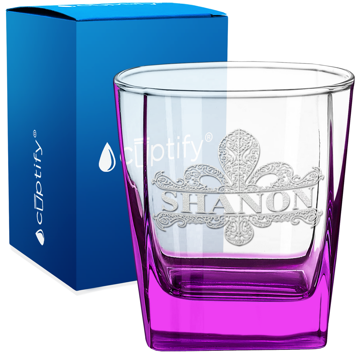 Personalized Fleur de Lis 12oz Double Old Fashioned Glass