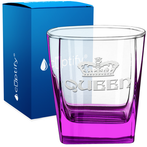 Queen Etched 12oz Double Old Fashioned Glass