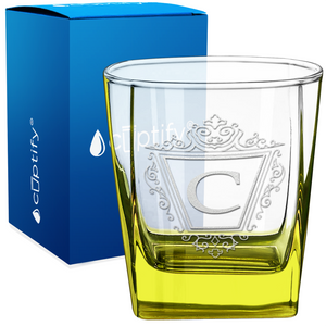 Personalized Classic Crest Etched 12oz Double Old Fashioned Glass