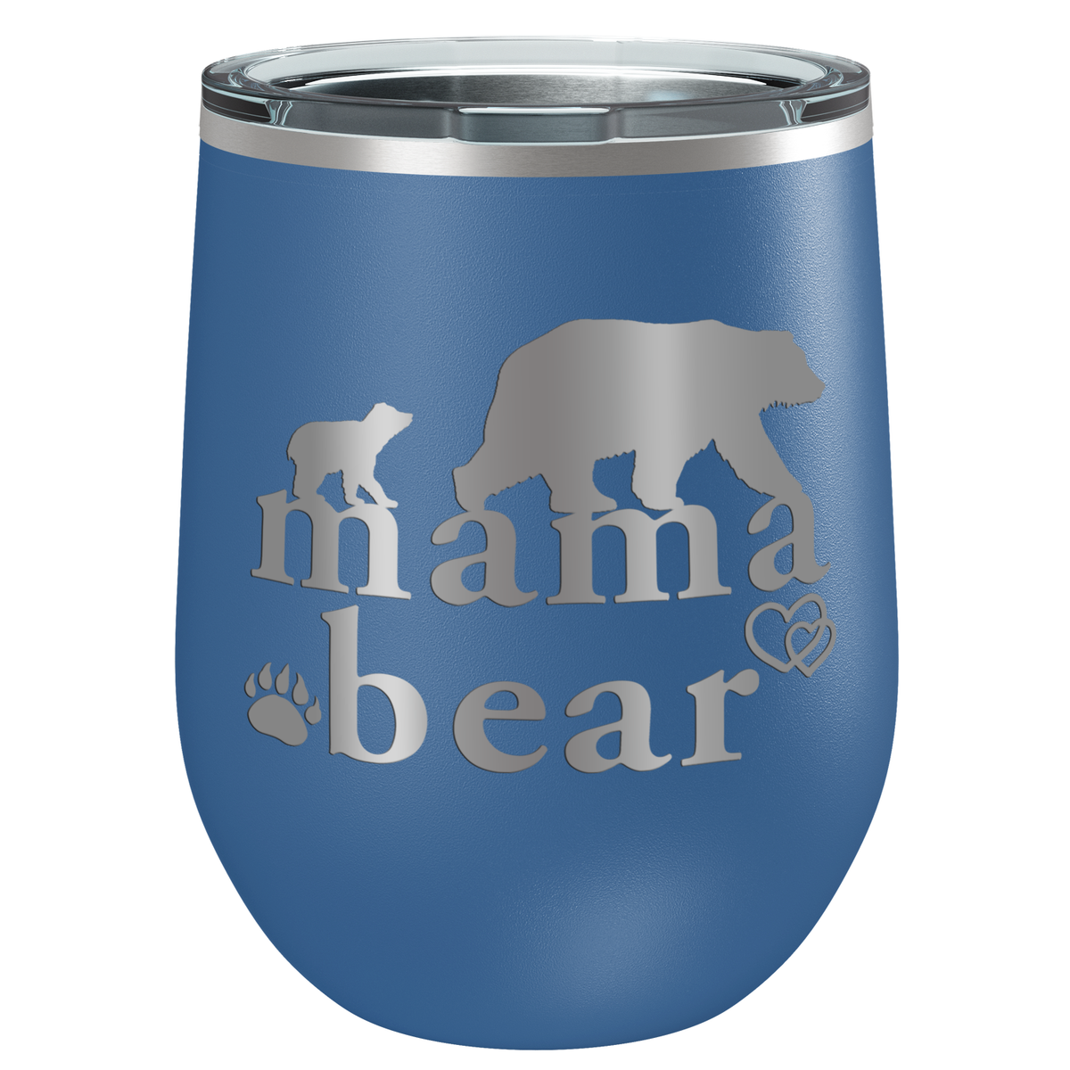 Mama Bear Hearts Laser Engraved 12 oz Mom Wine Tumbler