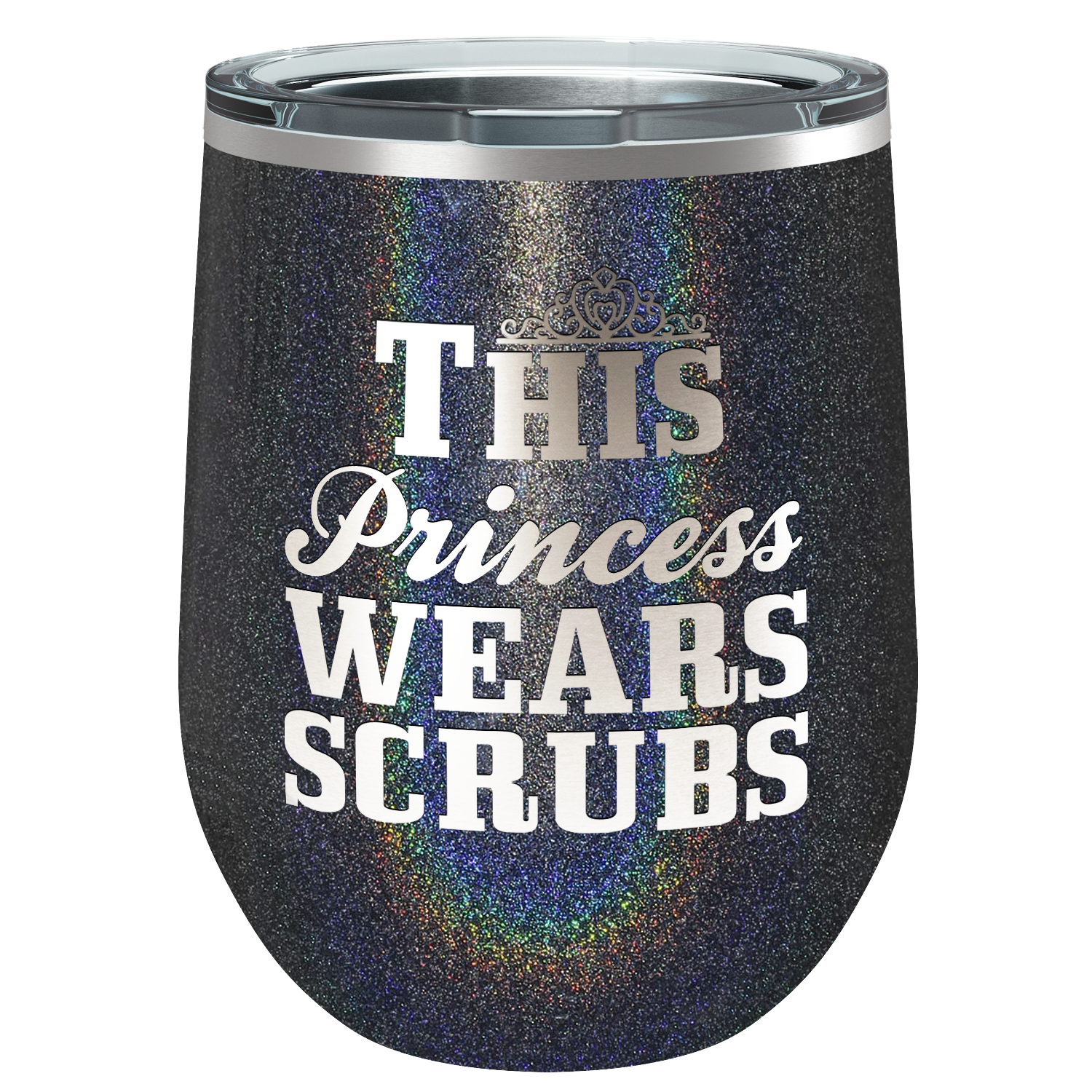 This Princess Wears Scrubs Crown 12oz Wine Tumbler