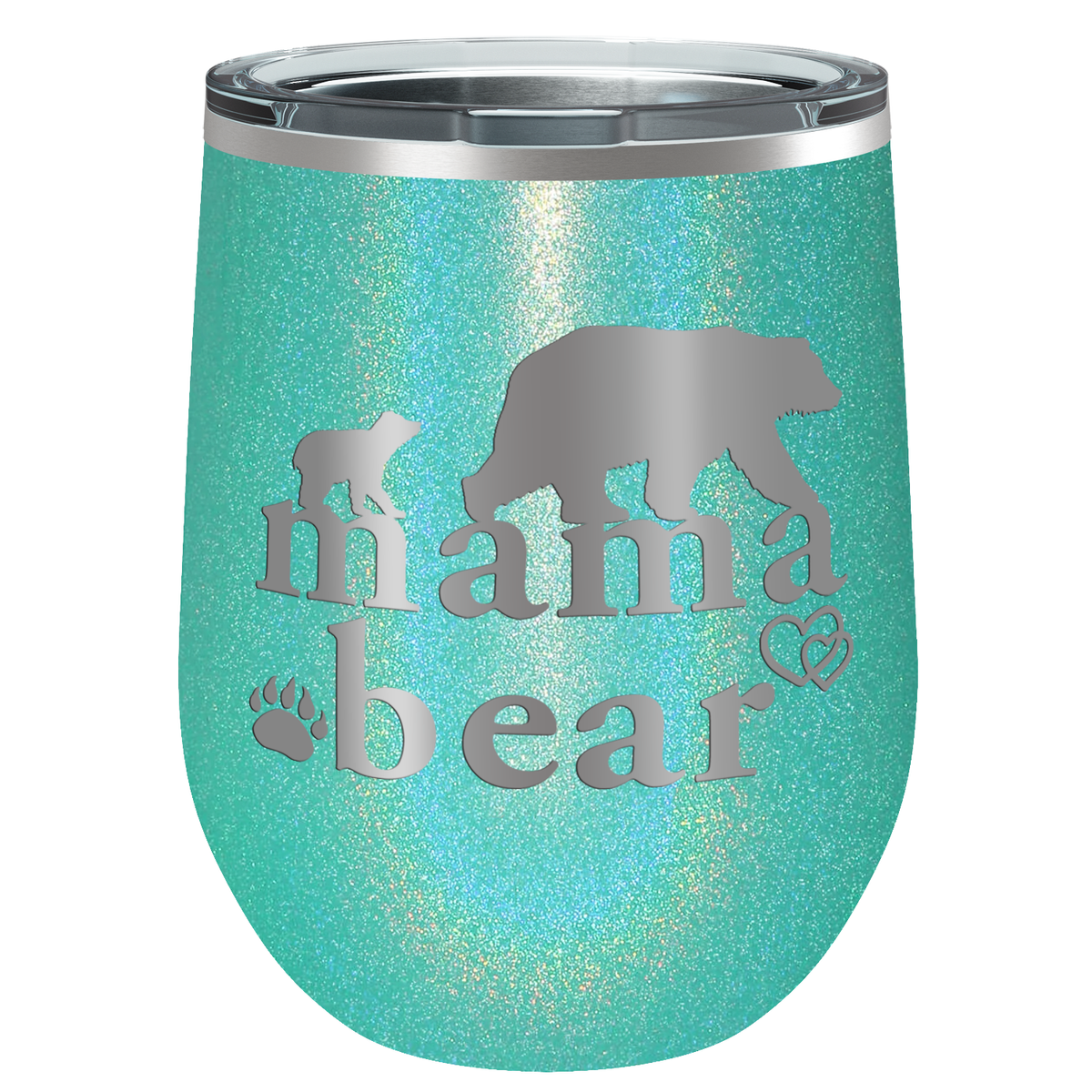 Mama Bear Hearts Laser Engraved 12 oz Mom Wine Tumbler