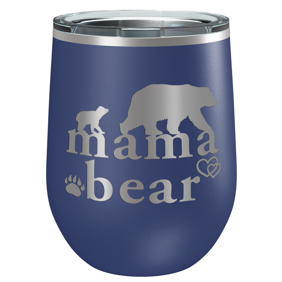 Mama Bear Hearts Laser Engraved 12 oz Mom Wine Tumbler