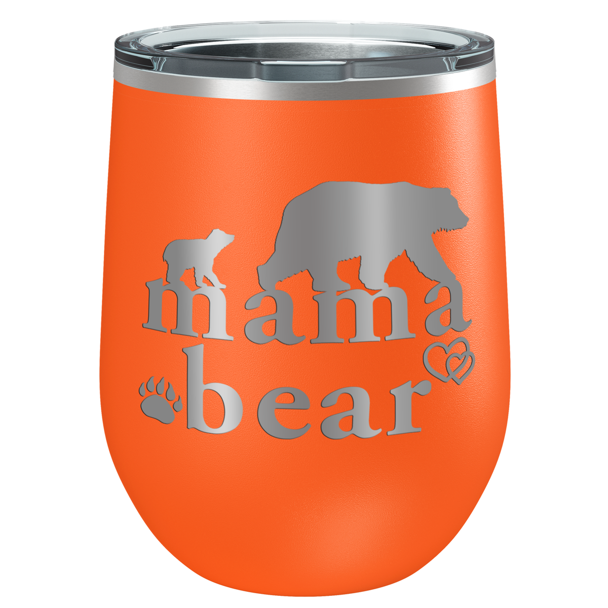 Mama Bear Hearts Laser Engraved 12 oz Mom Wine Tumbler