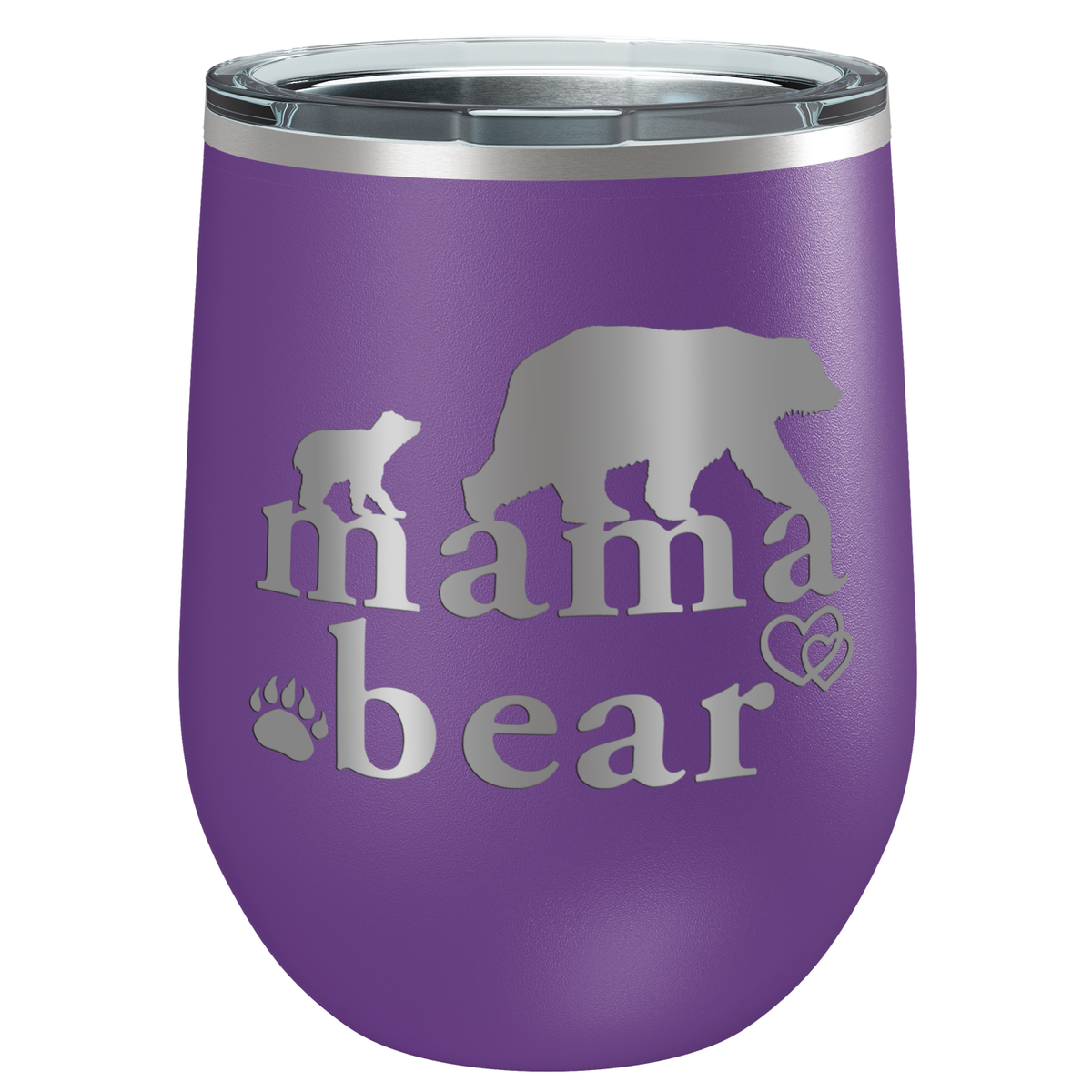 Mama Bear Hearts Laser Engraved 12 oz Mom Wine Tumbler