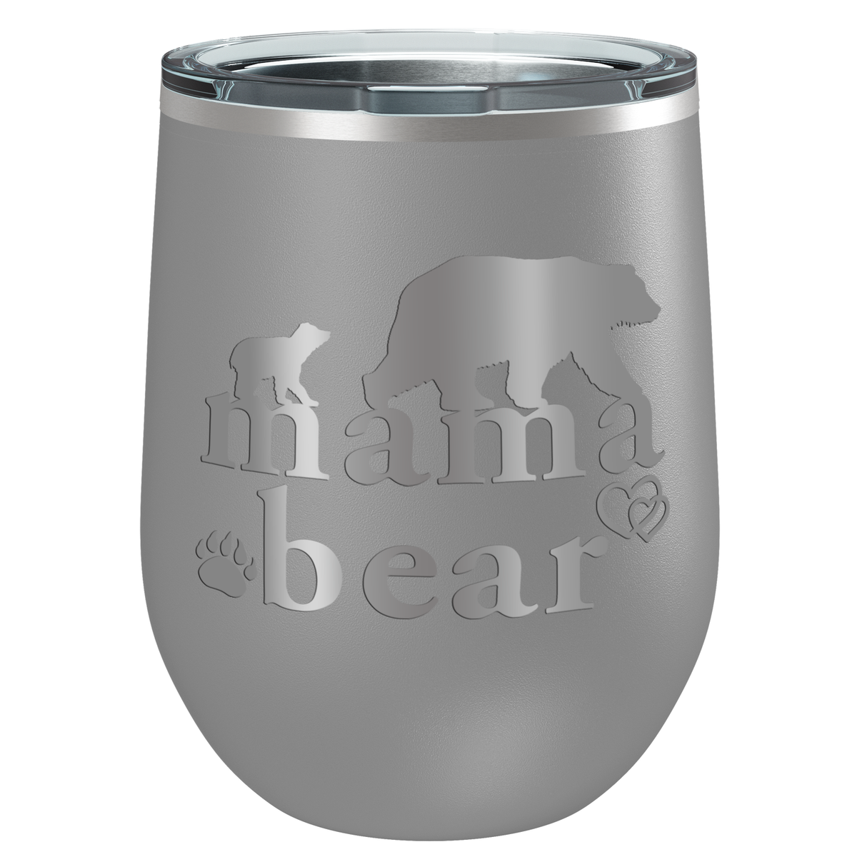Mama Bear Hearts Laser Engraved 12 oz Mom Wine Tumbler
