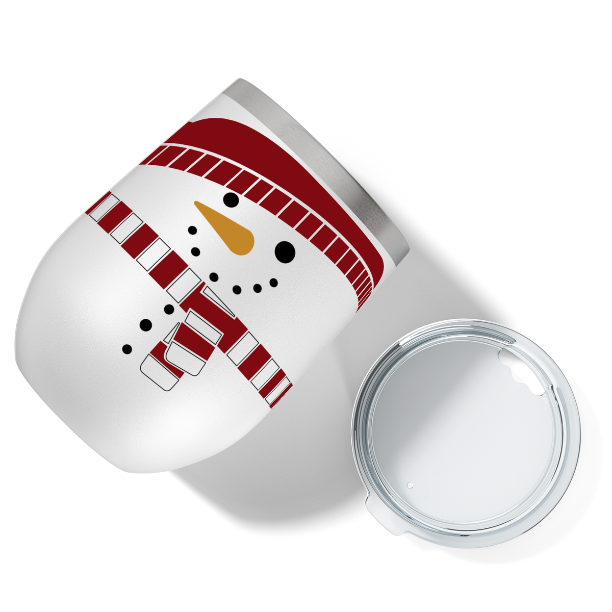 Holiday Snowman on 12oz Christmas Wine Tumbler