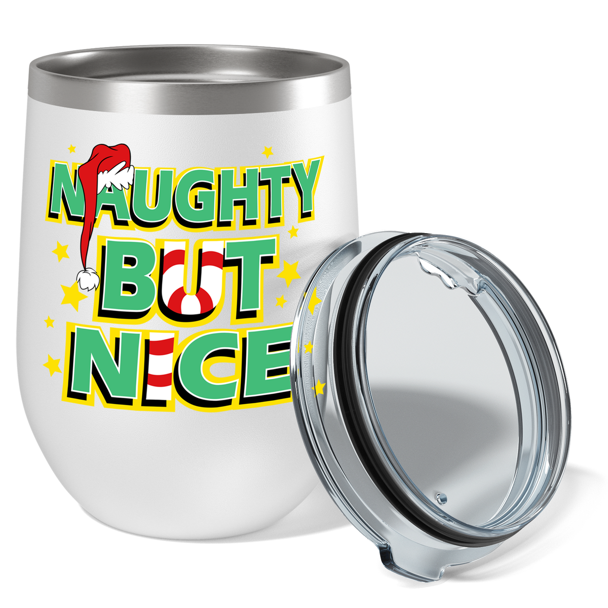 Naughty But Nice on 12oz Christmas Wine Tumbler