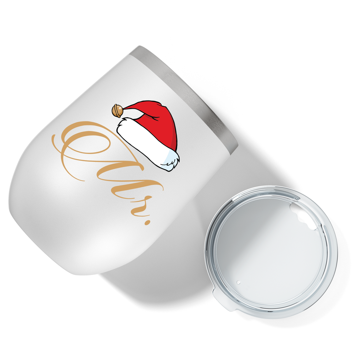 Mr Claus with Santa Hat on 12oz Christmas Wine Tumbler