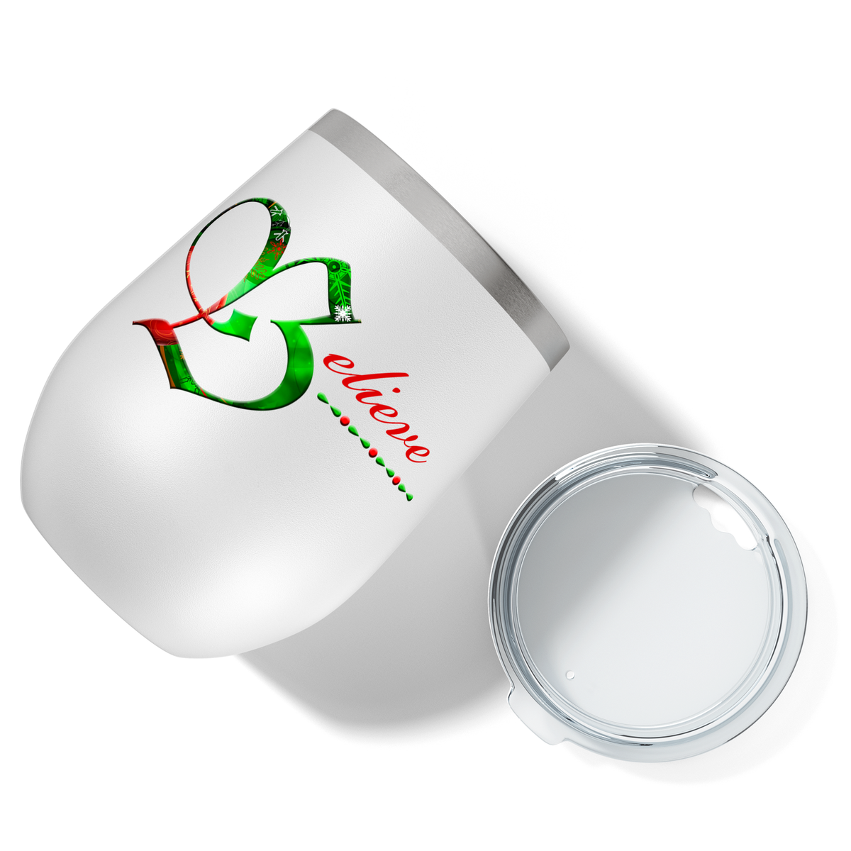 Believe on 12oz Christmas Wine Tumbler