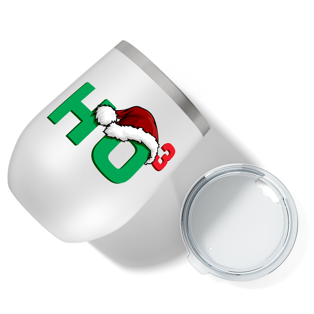 Ho Cubed with Santa Hat on 12oz Christmas Wine Tumbler