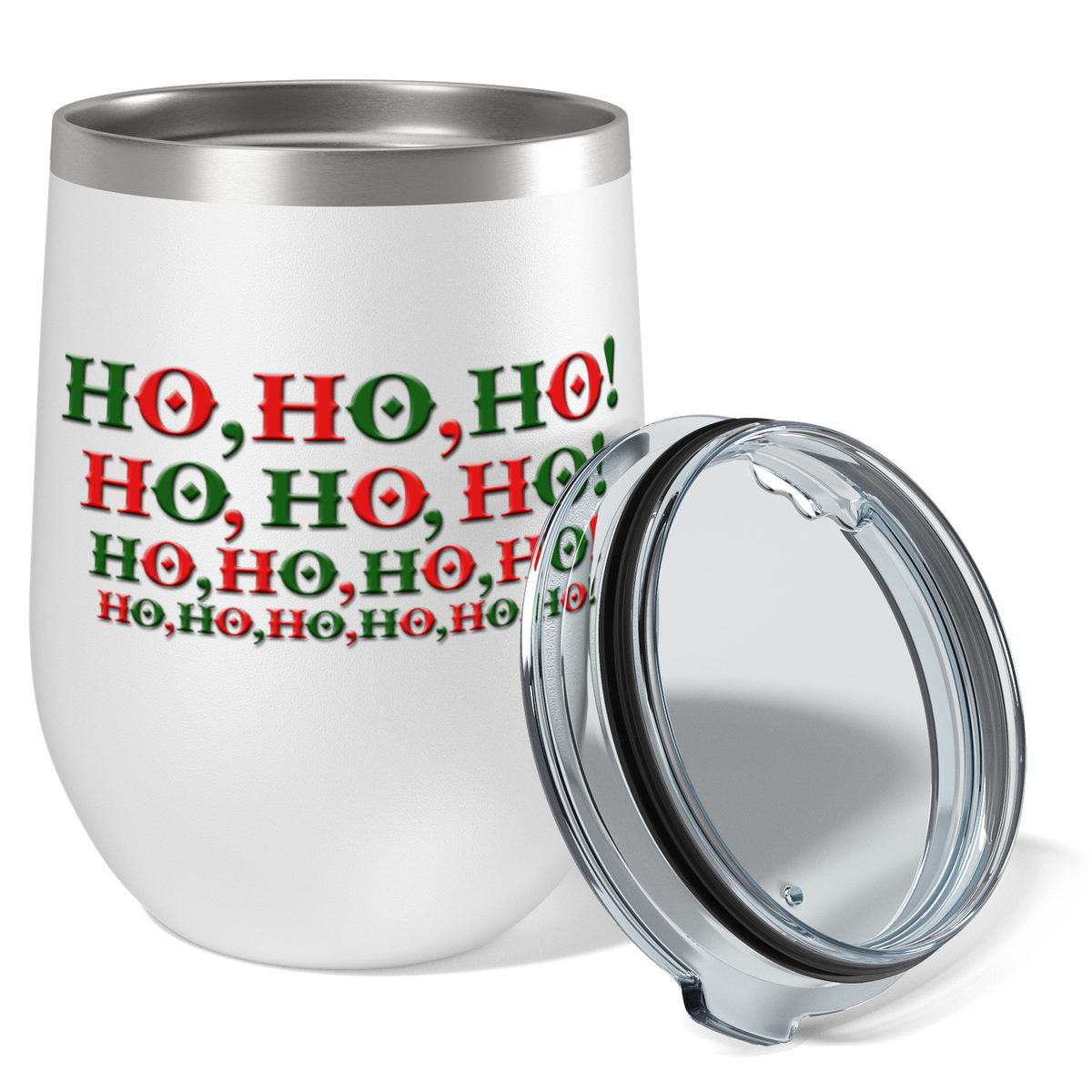 Ho, Ho, Ho, Ho on 12oz Christmas Wine Tumbler