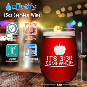 Because Students Laser Engraved on 15 oz Stemless Wine Glass