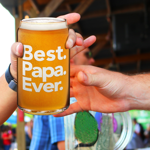  Best. Papa. Ever. Etched on 16 oz Beer Glass Can