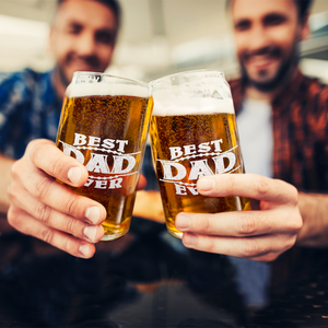  Best Dad Ever Etched on 16 oz Beer Glass Can