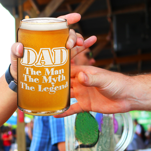  DAD The Man The Myth The Legend Etched on 16 oz Beer Glass Can