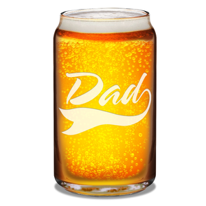  Dad Etched on 16 oz Beer Glass Can