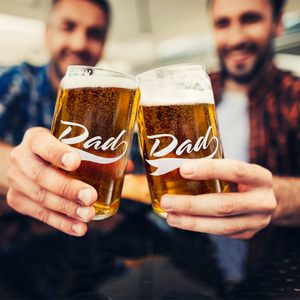  Dad Etched on 16 oz Beer Glass Can