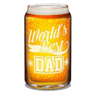  World's Best Dad Etched on 16 oz Beer Glass Can