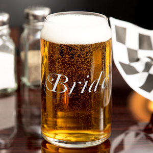 Bride Elegant Etched on 16 oz Beer Glass Can