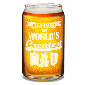 Officially World's Greatest Dad Etched on 16 oz Beer Glass Can