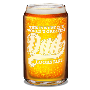  World's Greatest Dad Etched on 16 oz Beer Glass Can