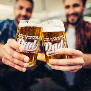  World's Greatest Dad Etched on 16 oz Beer Glass Can