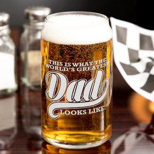  World's Greatest Dad Etched on 16 oz Beer Glass Can