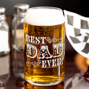  Best Dad Ever Design Etched on 16 oz Beer Glass Can