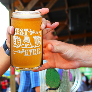  Best Dad Ever Design Etched on 16 oz Beer Glass Can