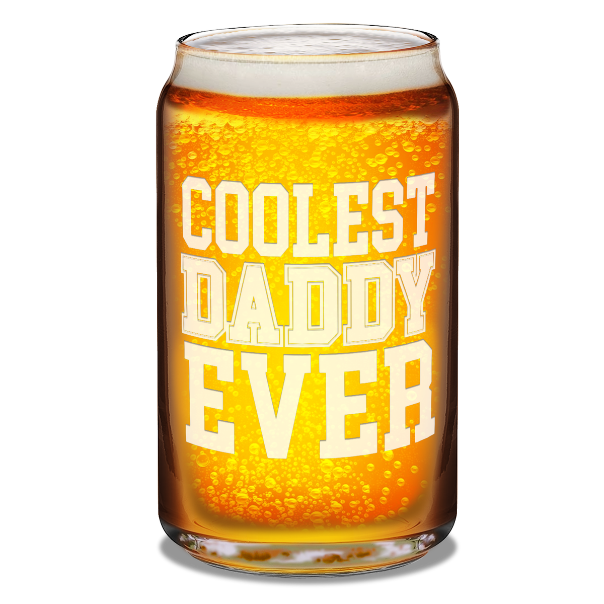  Coolest Daddy Ever Etched on 16 oz Beer Glass Can