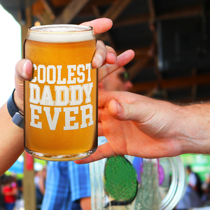  Coolest Daddy Ever Etched on 16 oz Beer Glass Can
