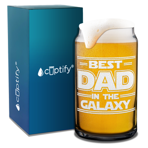  Best Dad In The Galaxy Etched on 16 oz Beer Glass Can