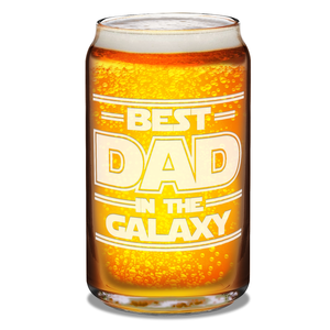  Best Dad In The Galaxy Etched on 16 oz Beer Glass Can