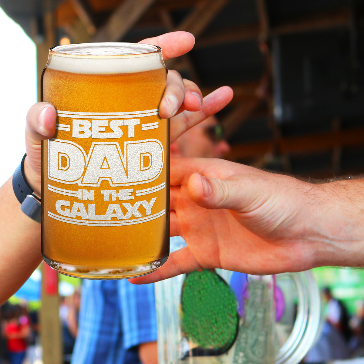  Best Dad In The Galaxy Etched on 16 oz Beer Glass Can