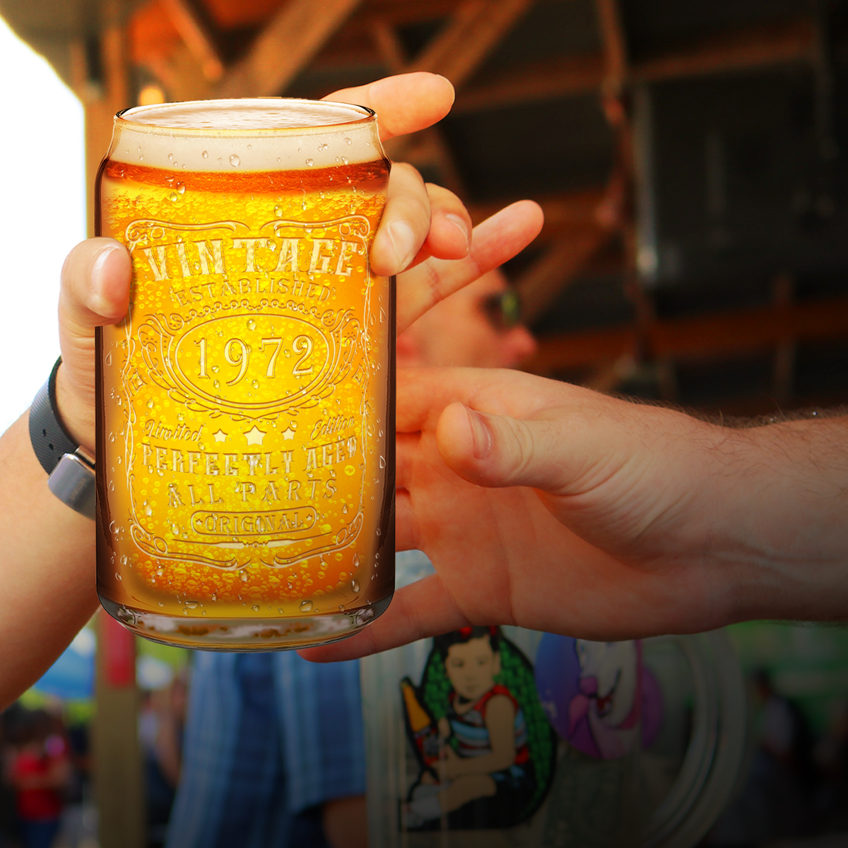 50th Birthday Gift Vintage Established 1972 16oz Glass Can