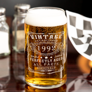 30th Birthday Gift Vintage Established 1992 16oz Glass Can