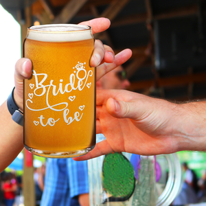  Bride To Be Etched on 16 oz Beer Glass Can