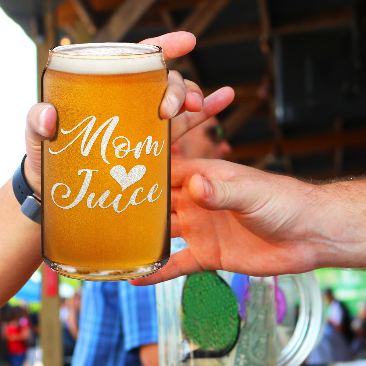  Mom Juice Etched on 16 oz Beer Glass Can