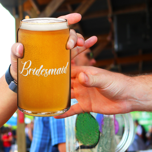 Bridesmaid Etched on 16 oz Beer Glass Can